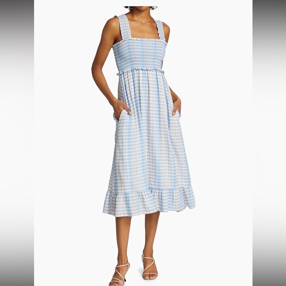Rails Rumi Smocked-Bodice Midi Dress, size XS
